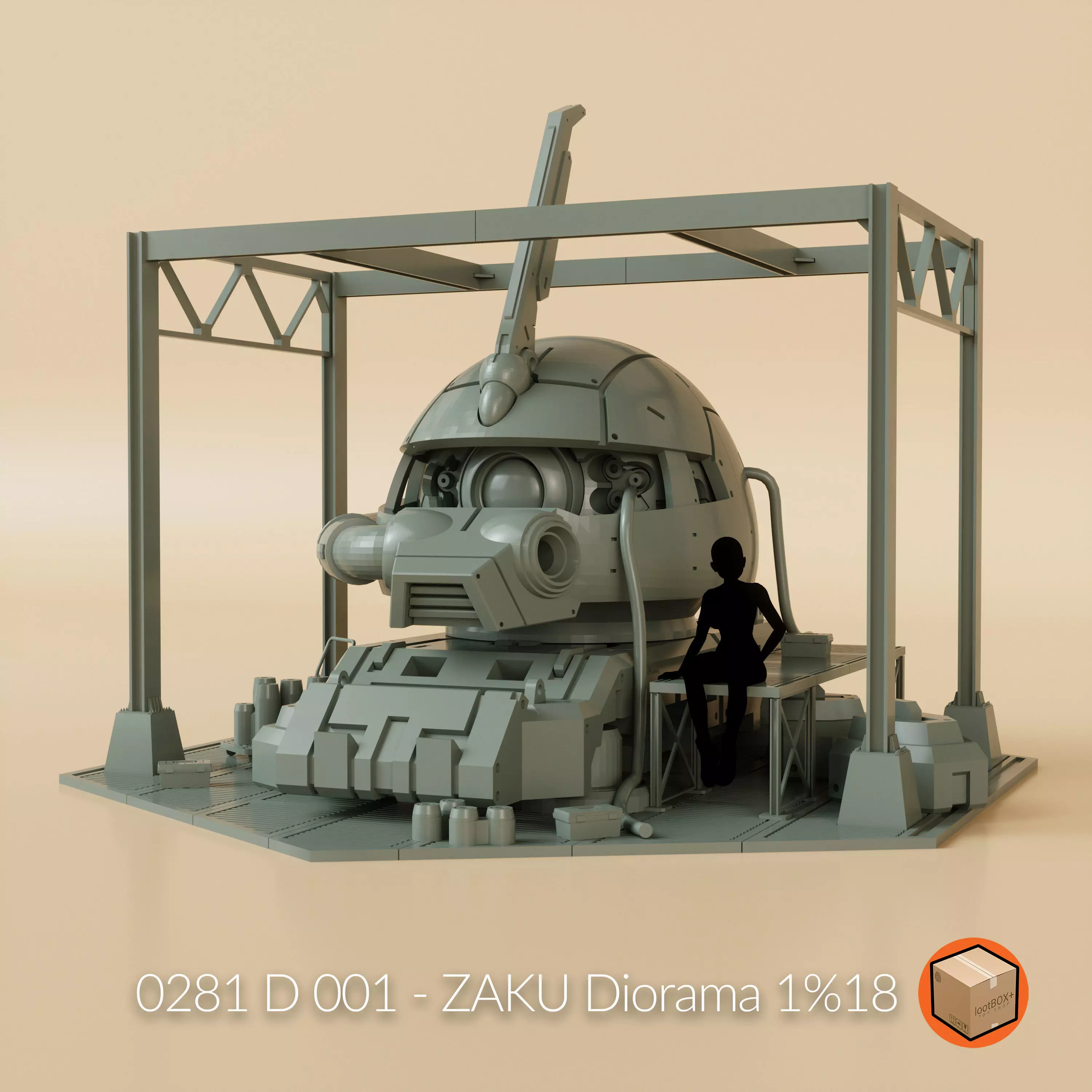 D 001 - ZAKU Diorama 3D print model_0