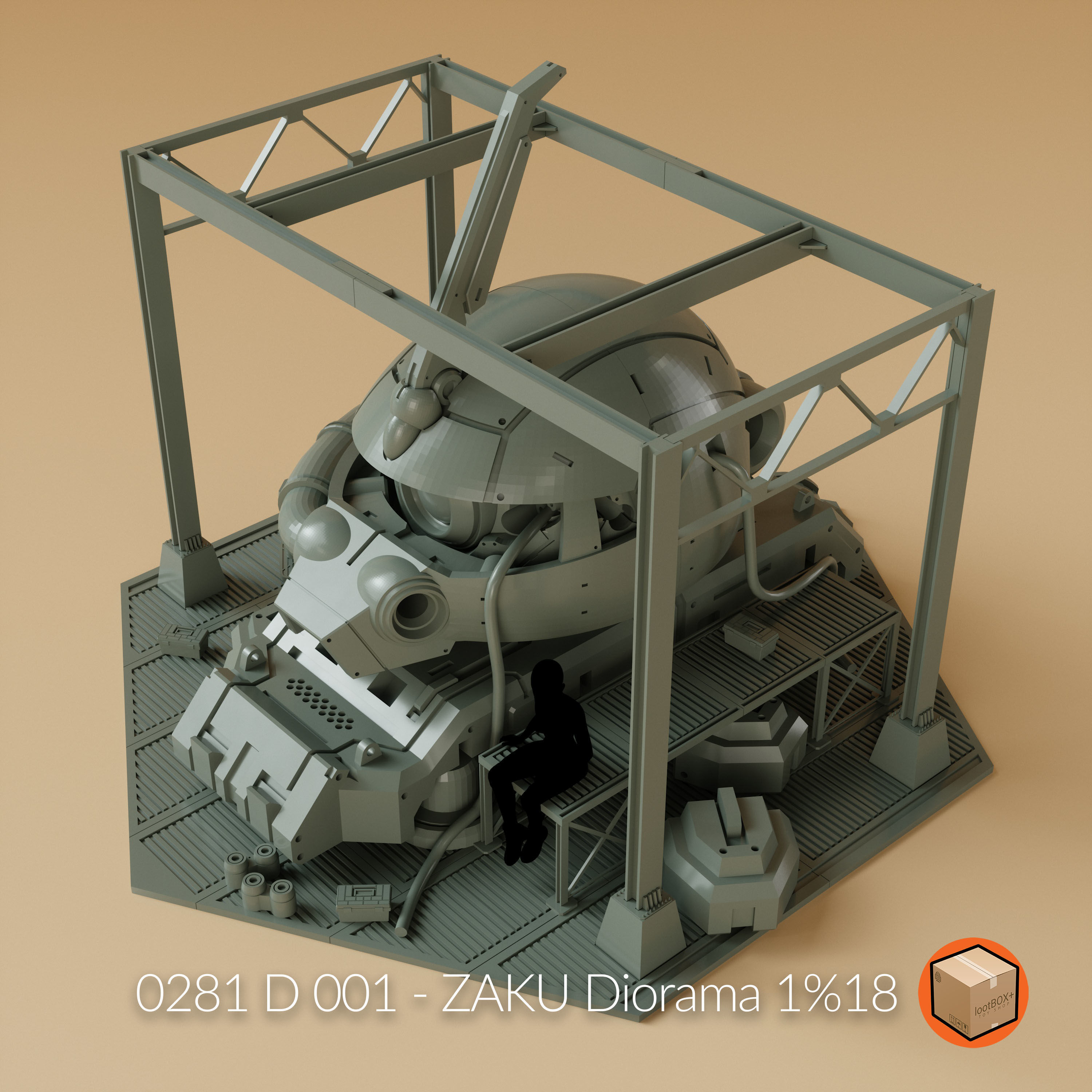 D 001 - ZAKU Diorama 3D print model_6