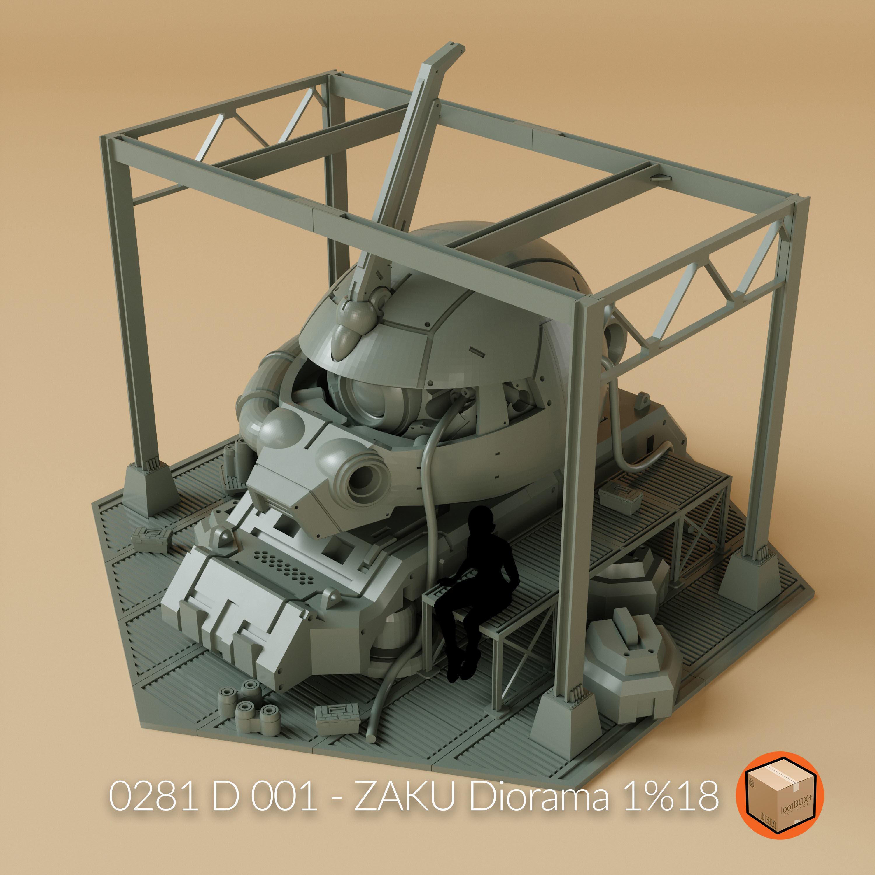 D 001 - ZAKU Diorama 3D print model_2