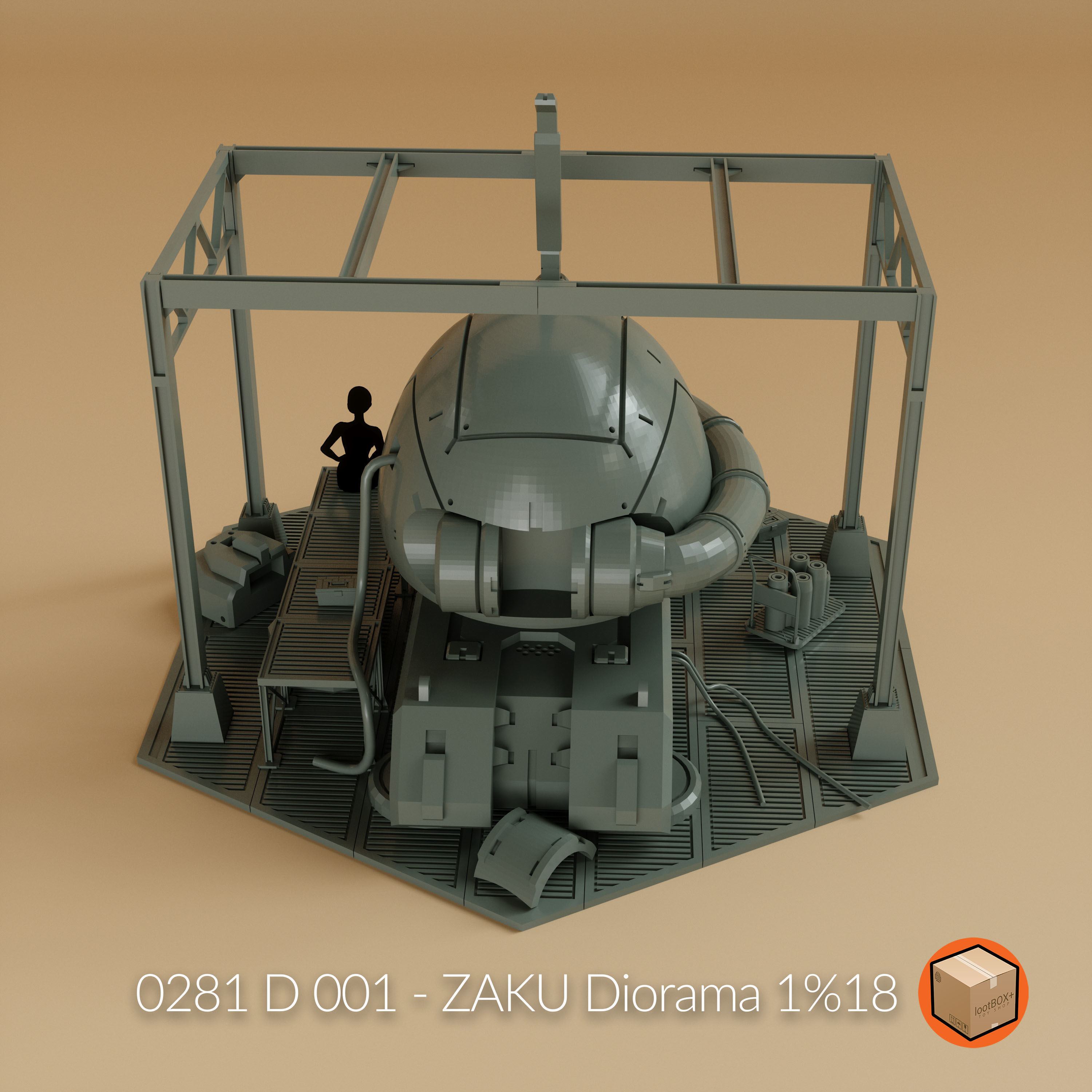 D 001 - ZAKU Diorama 3D print model_8