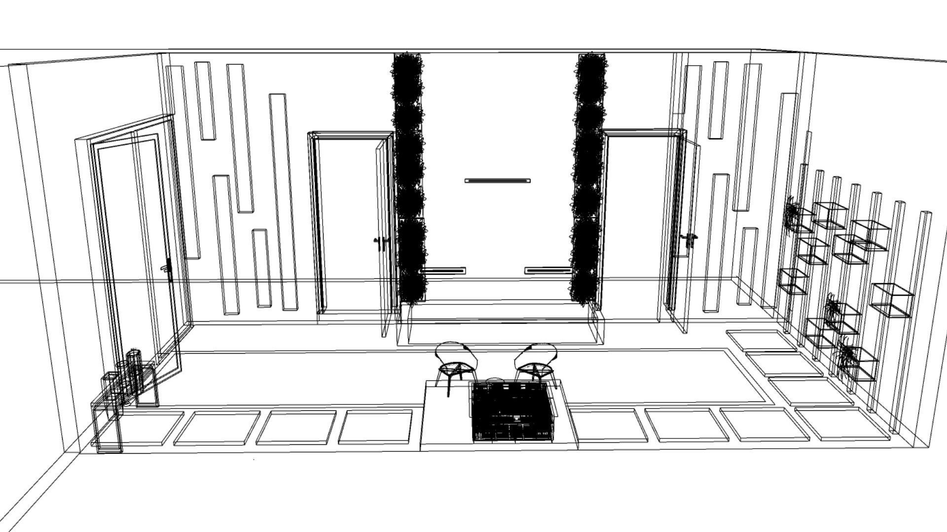 Sit-Out Area with Waterfall  Landscape Design 3D model_2