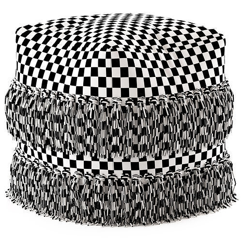 Network Rugs Bone Fringed Wool Ottoman 3D model 6