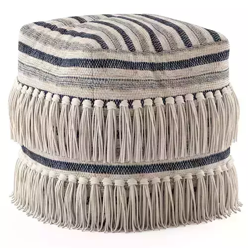 Network Rugs Bone Fringed Wool Ottoman