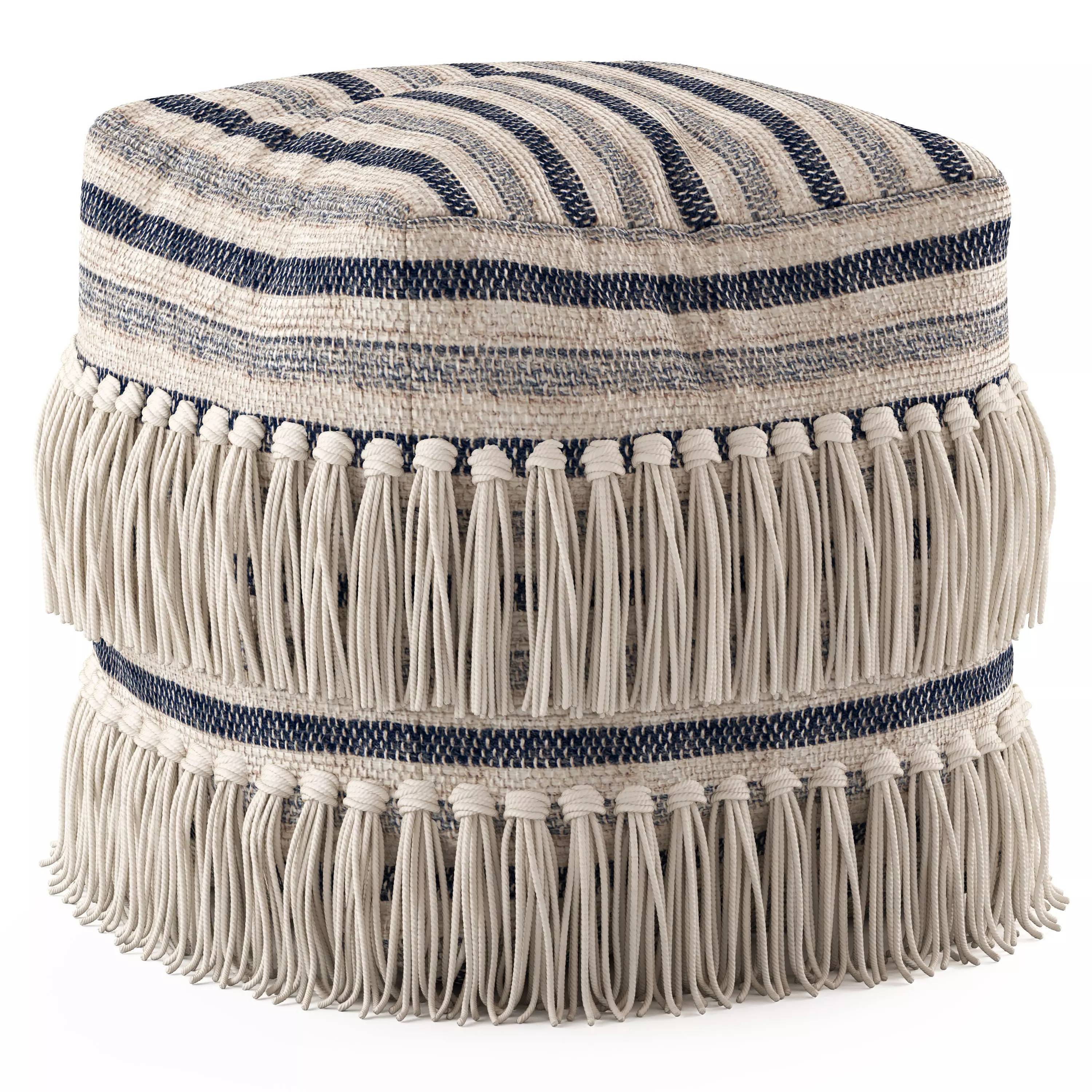 Network Rugs Bone Fringed Wool Ottoman 3D model