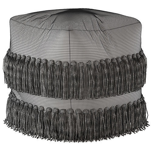 Network Rugs Bone Fringed Wool Ottoman 3D model 5