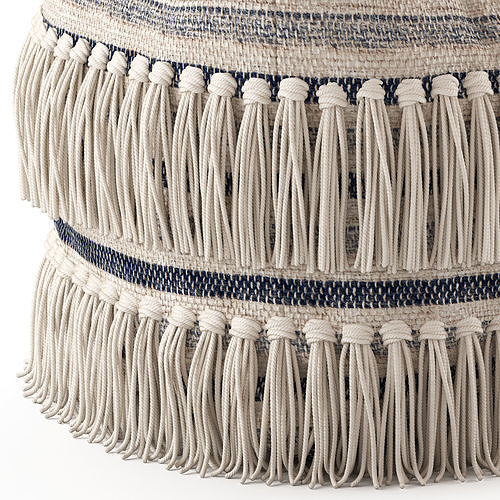 Network Rugs Bone Fringed Wool Ottoman 3D model 3