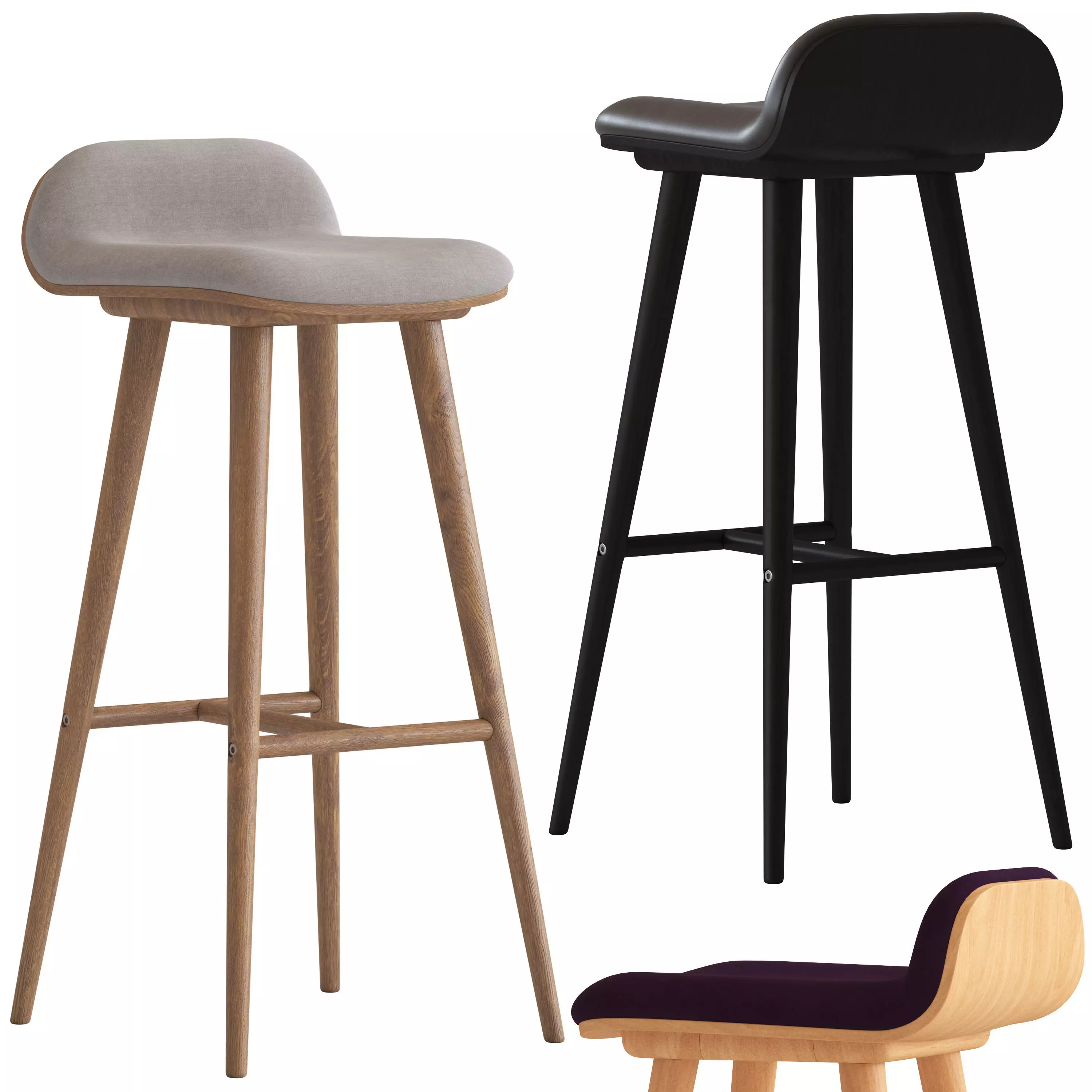 Oslo Home Venice and Black Capa Bar Stool 3D model