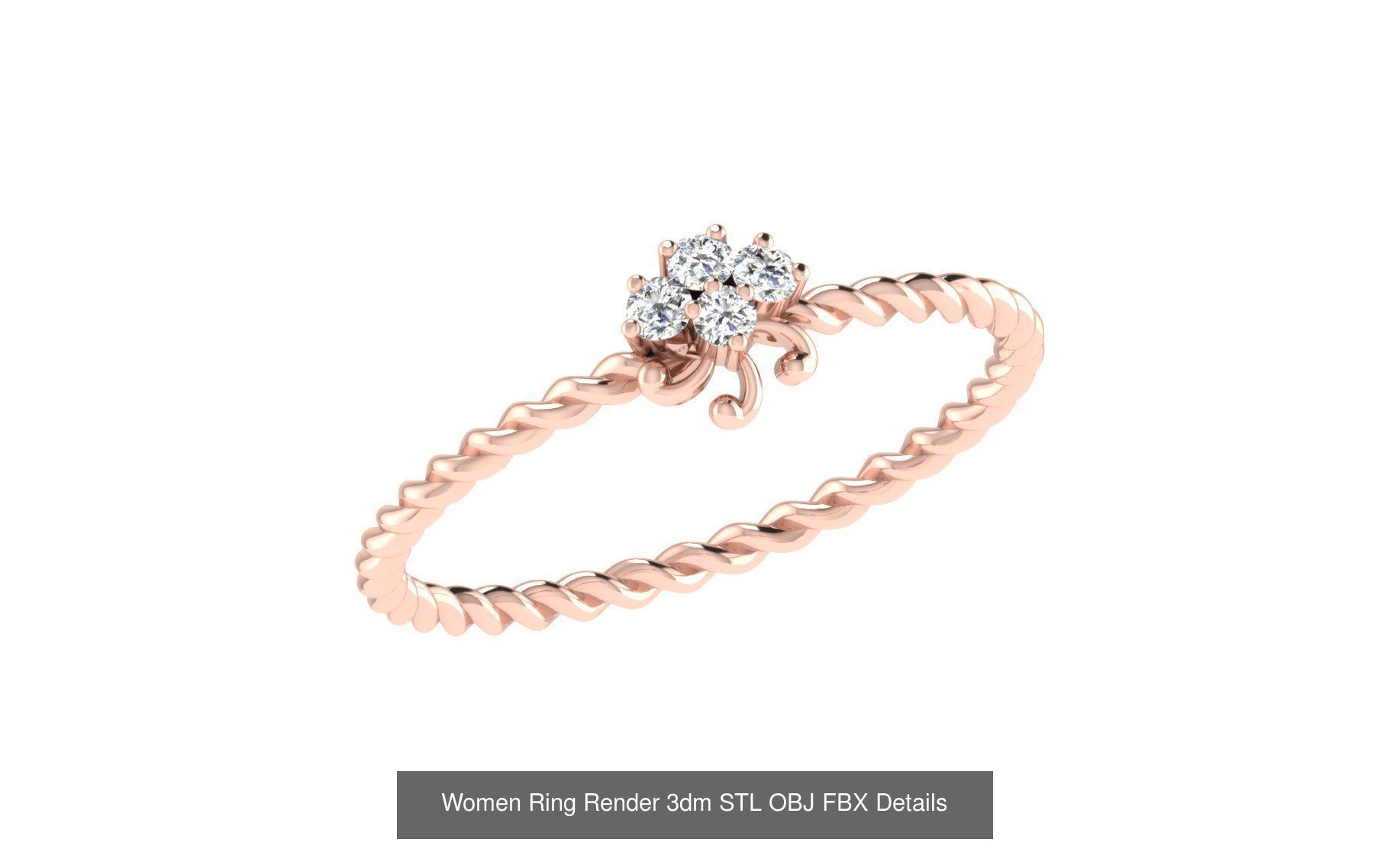 36 Women Ring Render 3dm STL OBJ FBX Details Collection _37