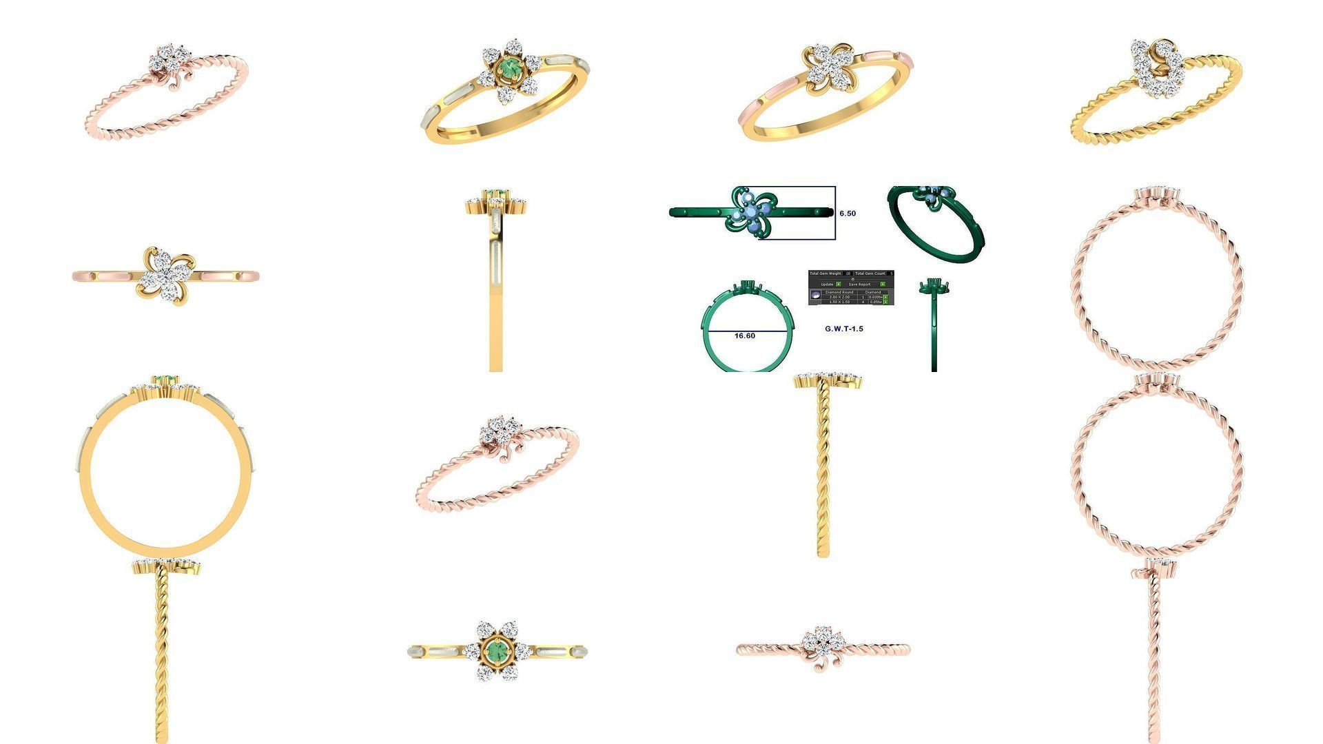 36 Women Ring Render 3dm STL OBJ FBX Details Collection _3