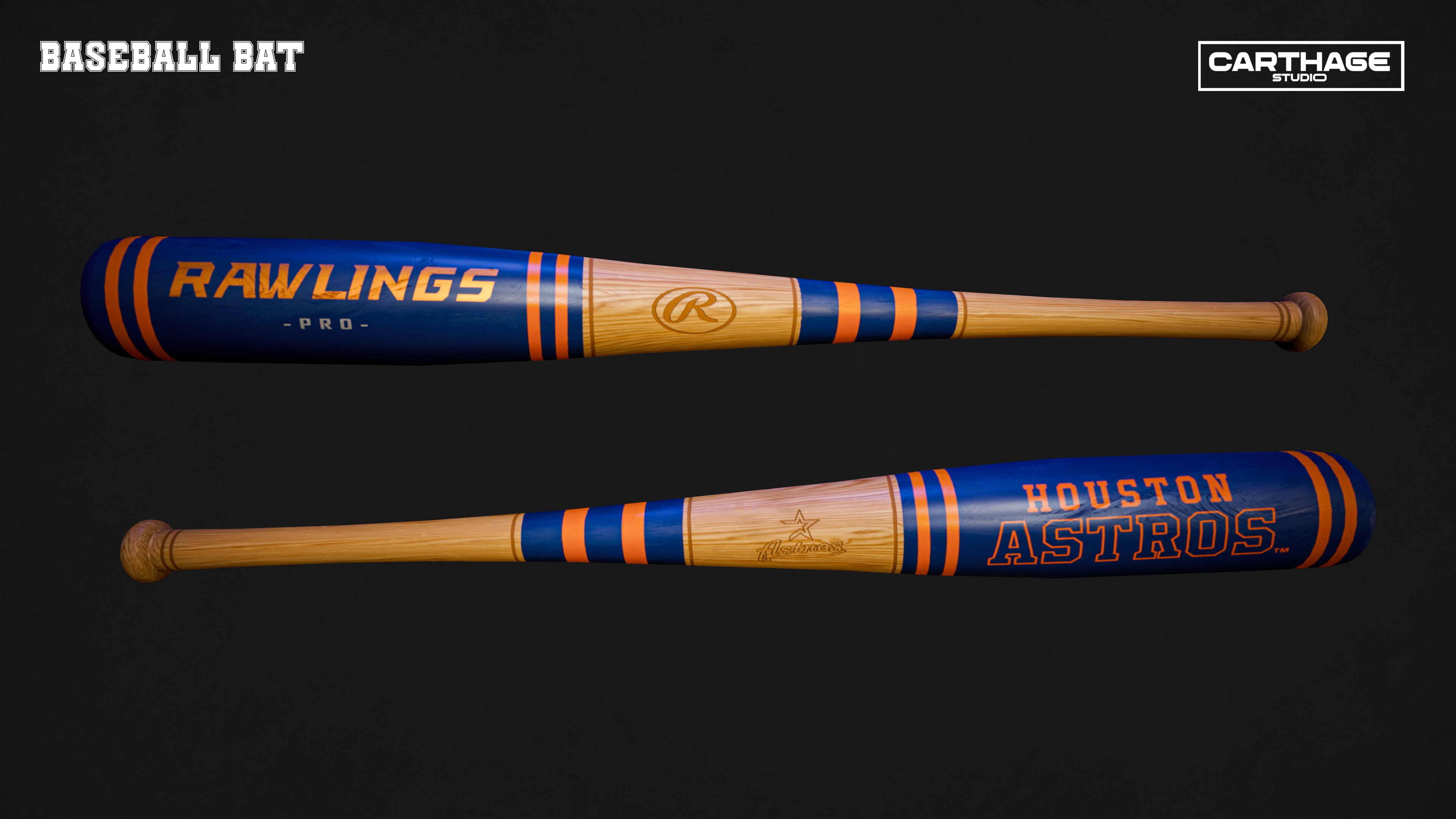 Houston Astros Character And Essential Baseball Equipment Low-poly 3D model_11