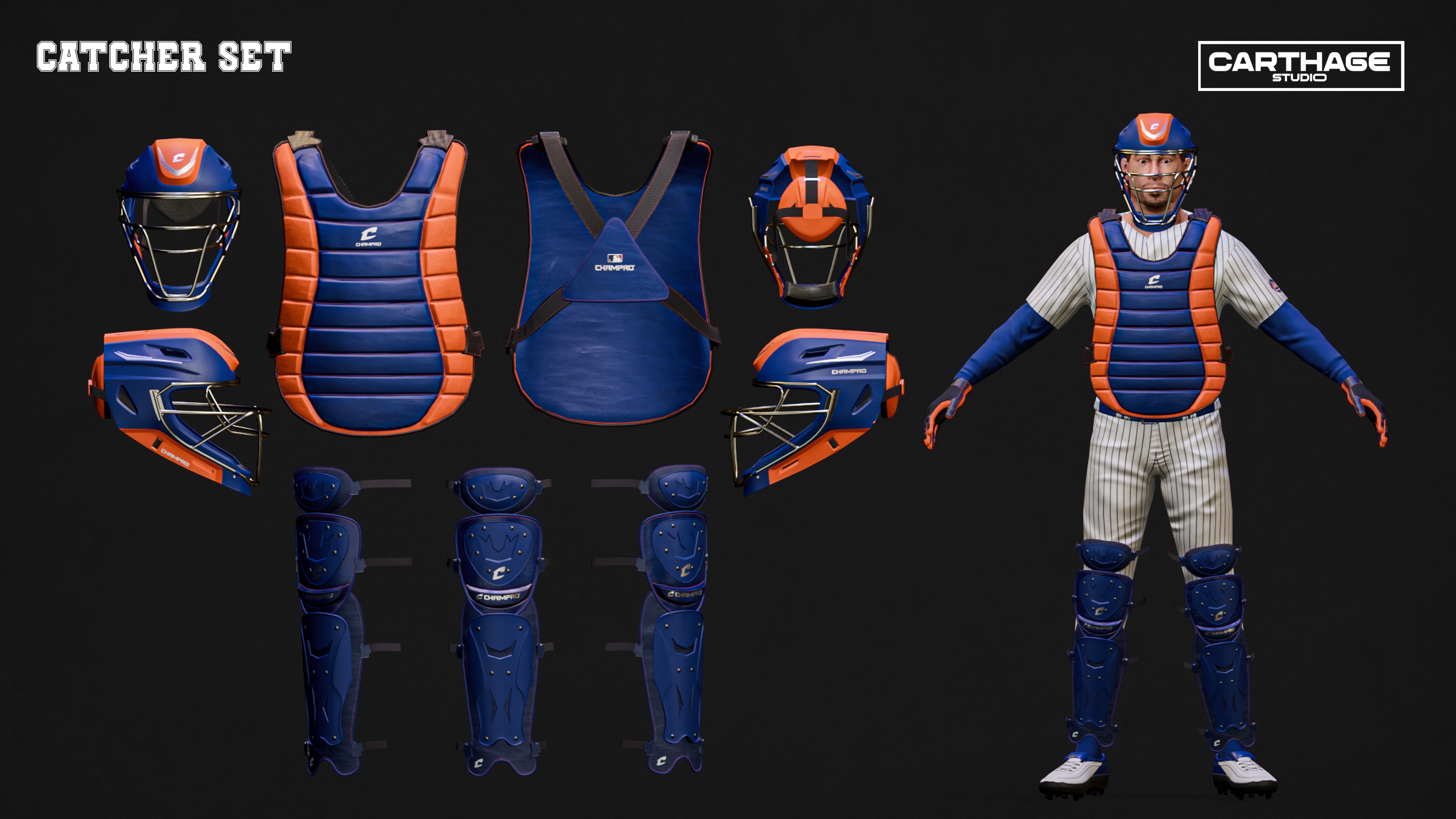 Houston Astros Character And Essential Baseball Equipment Low-poly 3D model_3