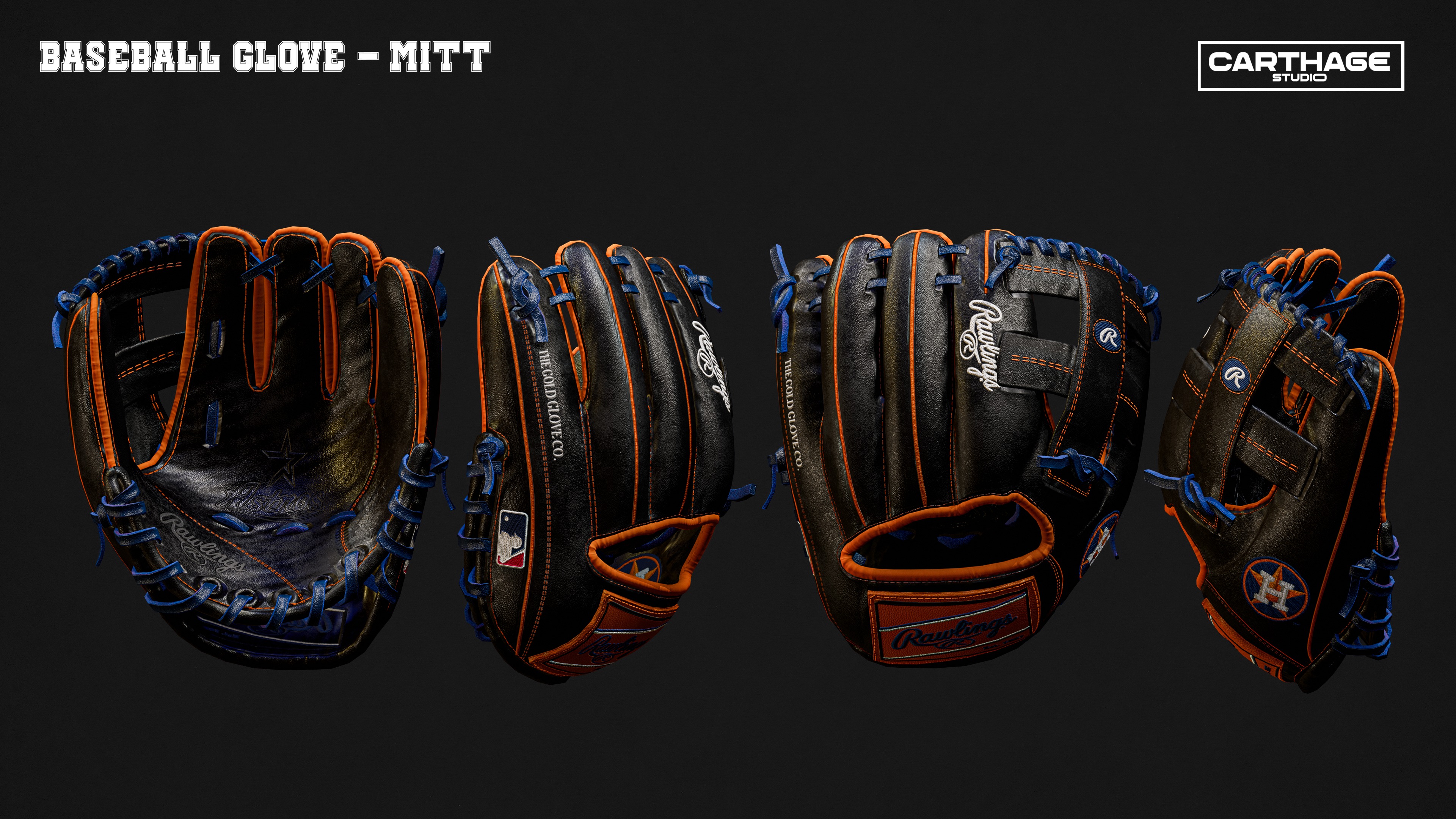 Houston Astros Character And Essential Baseball Equipment Low-poly 3D model_8