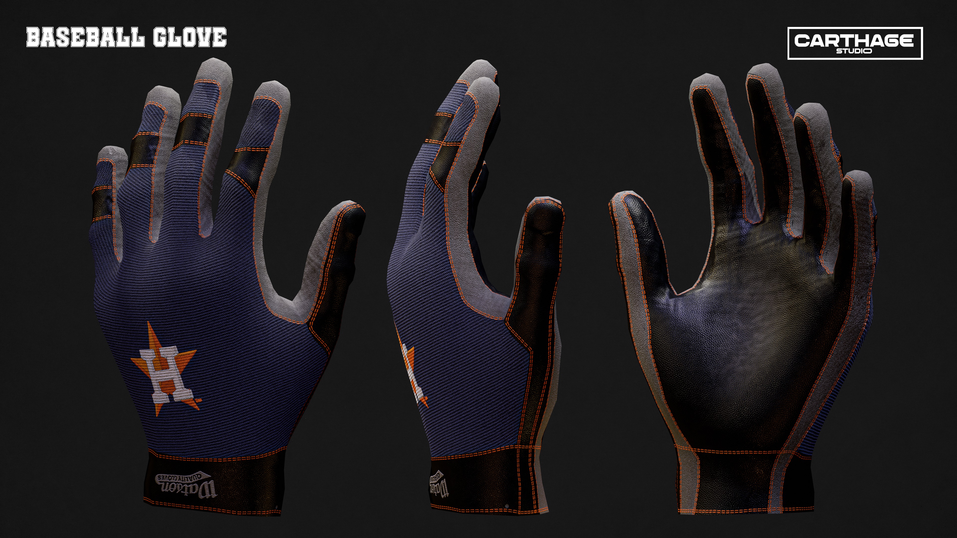 Houston Astros Character And Essential Baseball Equipment Low-poly 3D model_13