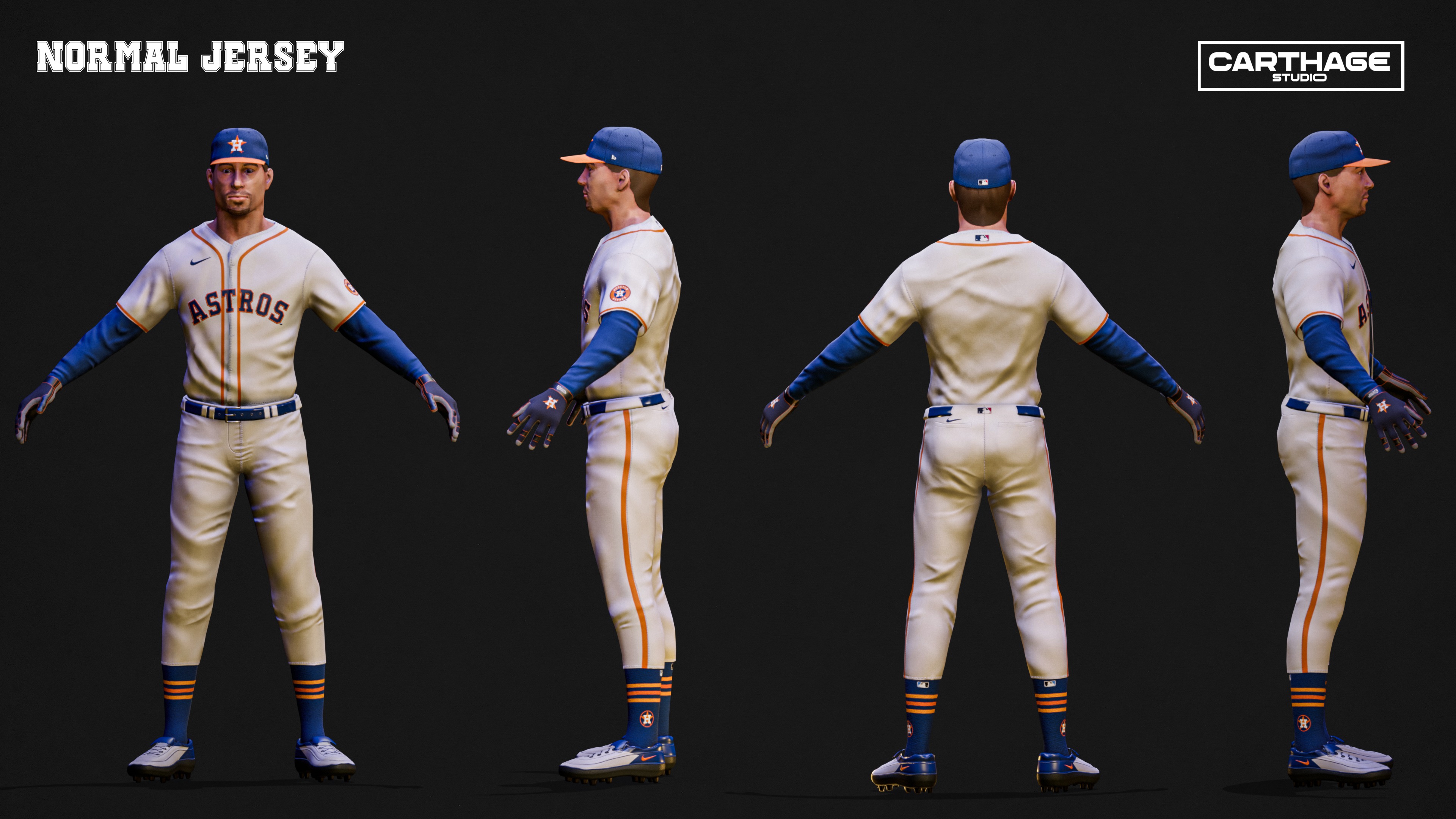 Houston Astros Character And Essential Baseball Equipment Low-poly 3D model_5