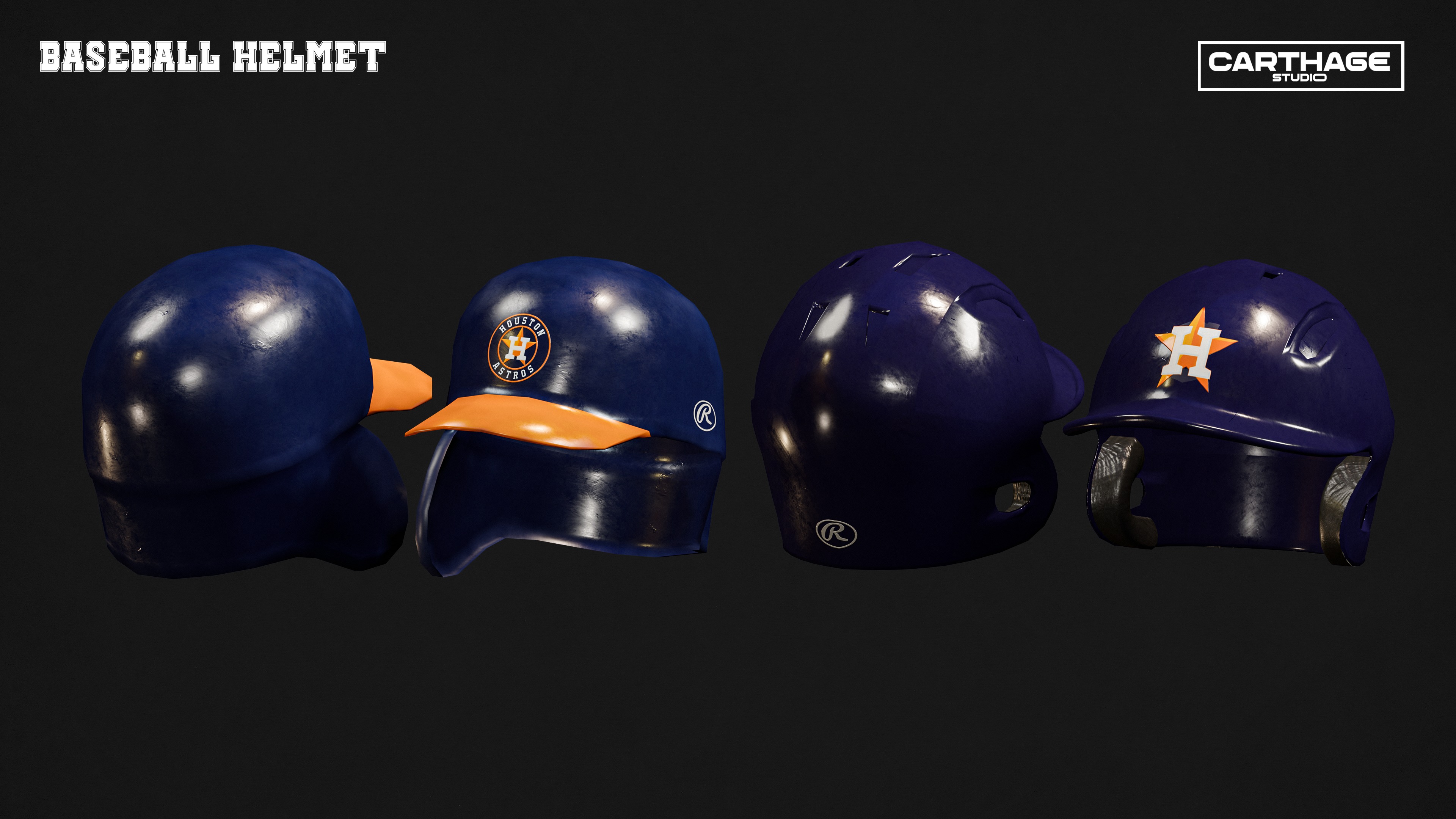 Houston Astros Character And Essential Baseball Equipment Low-poly 3D model_15