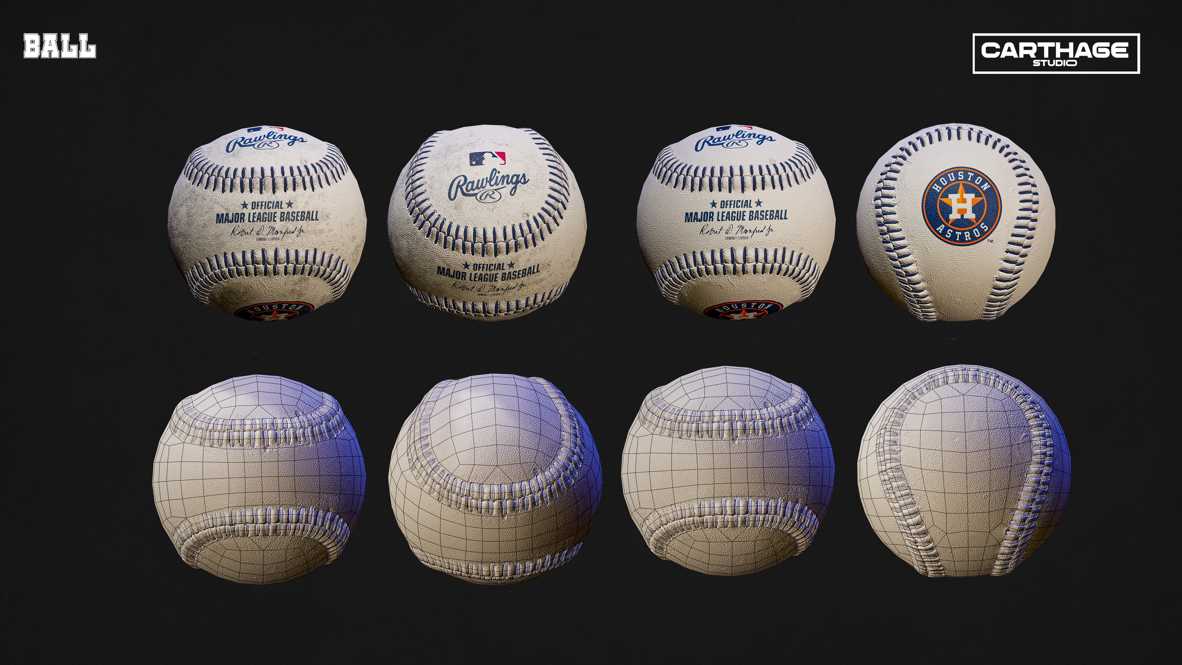 Houston Astros Character And Essential Baseball Equipment Low-poly 3D model_10