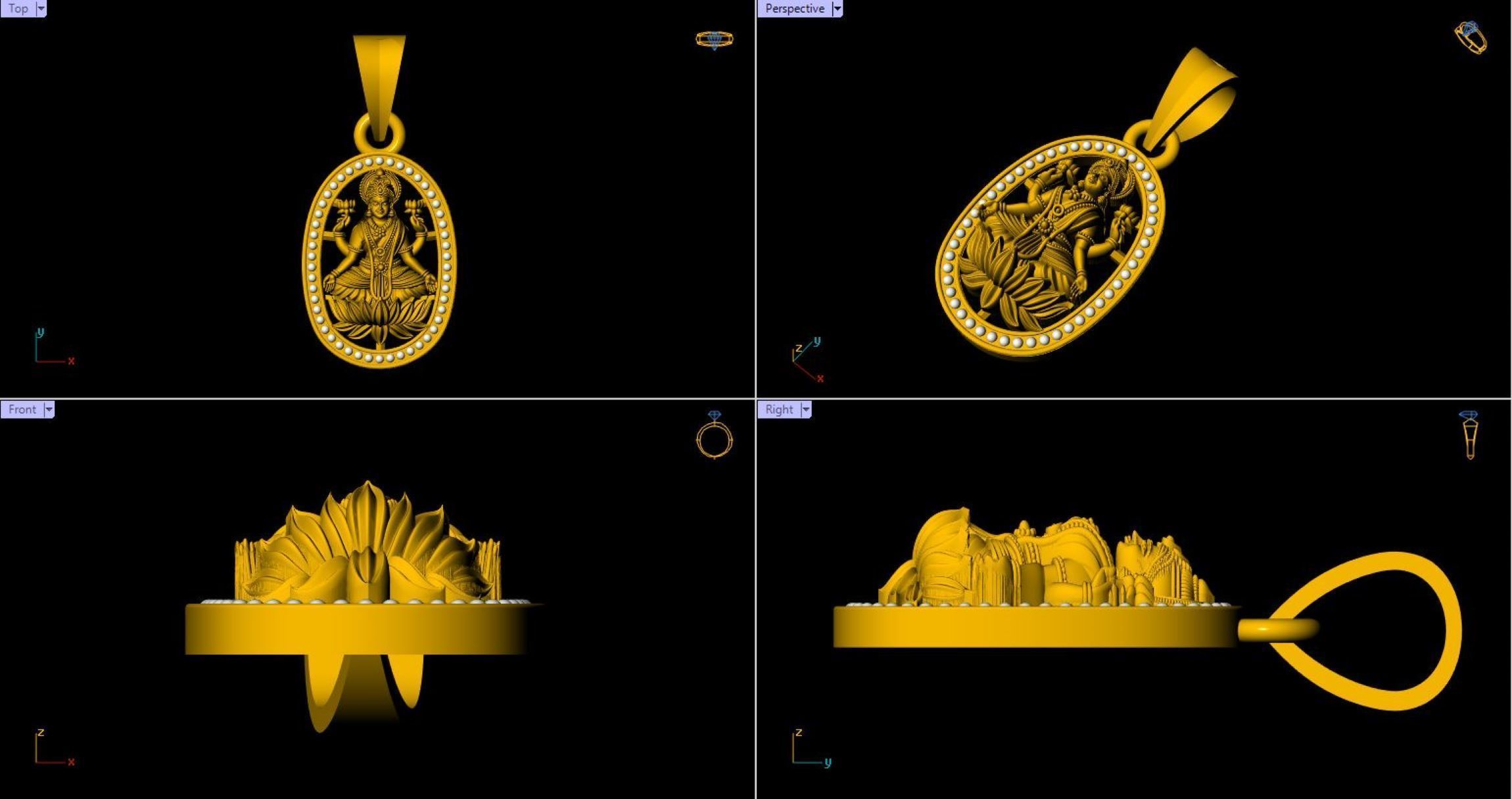 Round Laxmi Pendant - 0058 3D print model_2