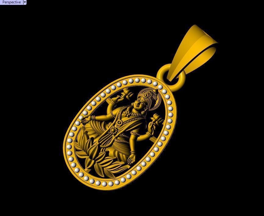 Round Laxmi Pendant - 0058 3D print model_5