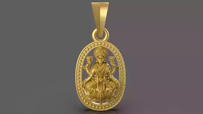 Round Laxmi Pendant - 0058