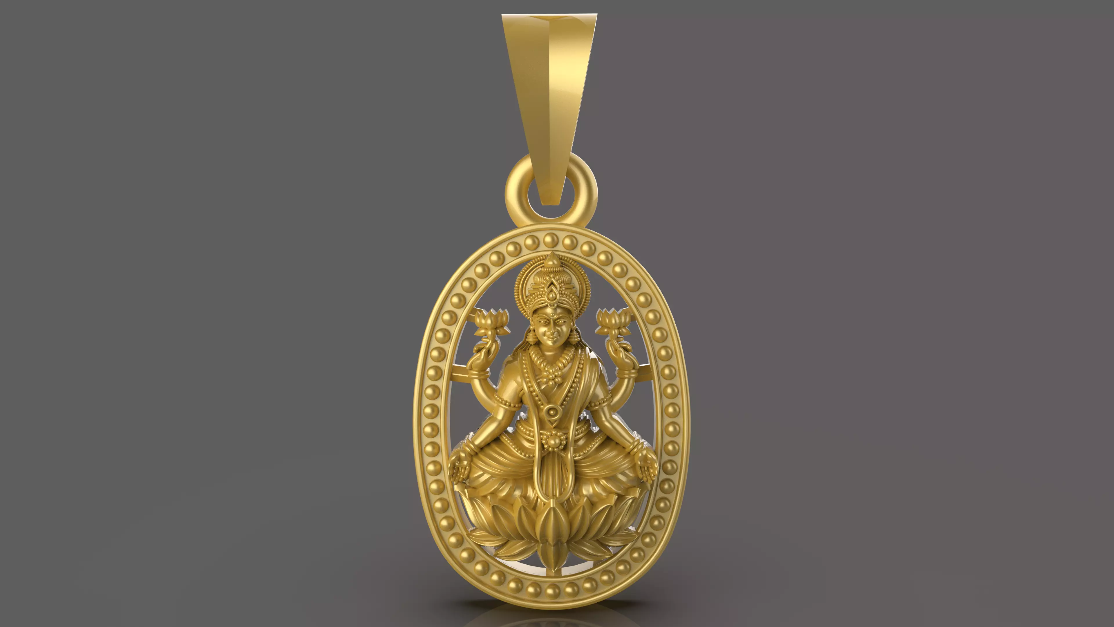 Round Laxmi Pendant - 0058 3D print model_0