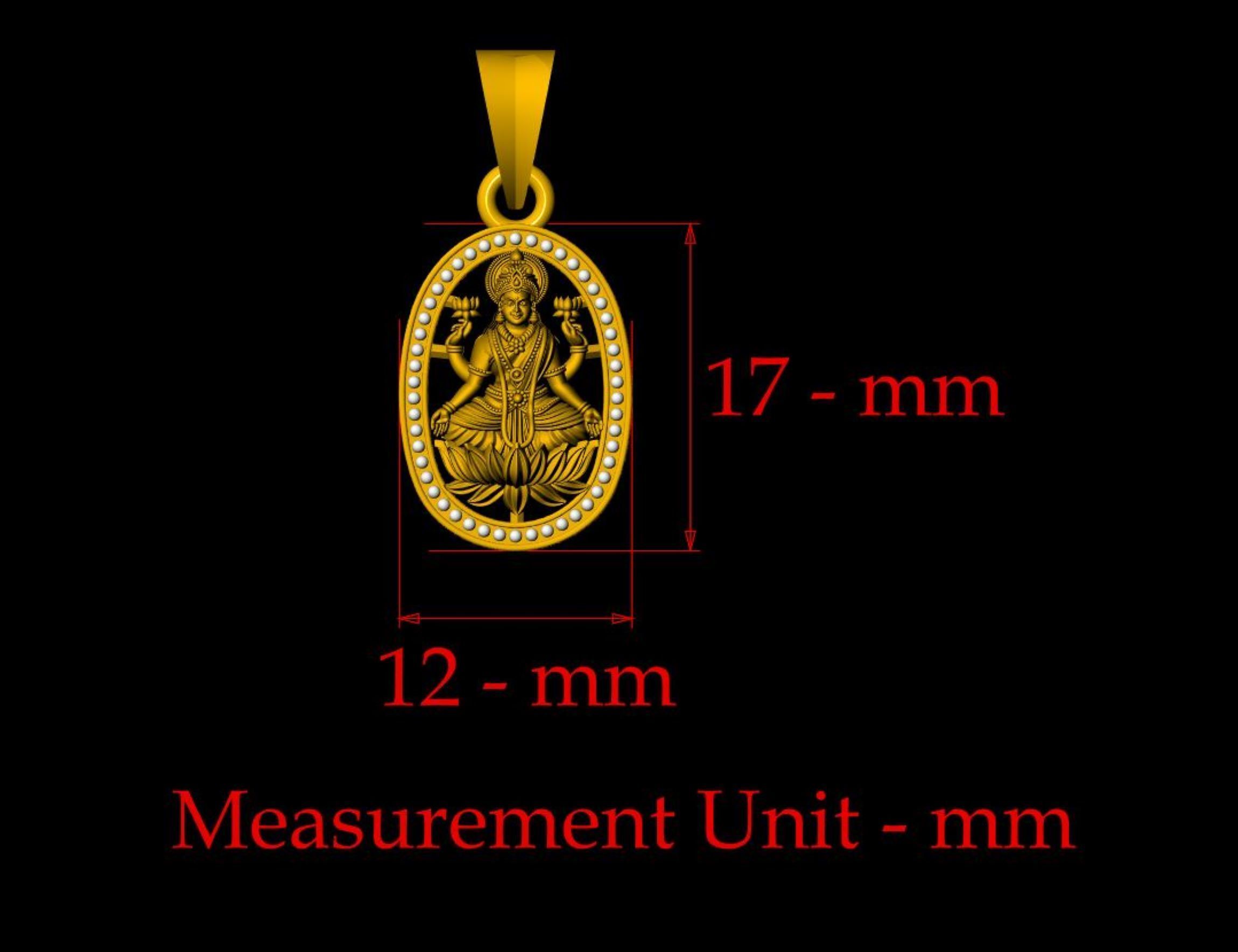 Round Laxmi Pendant - 0058 3D print model_1