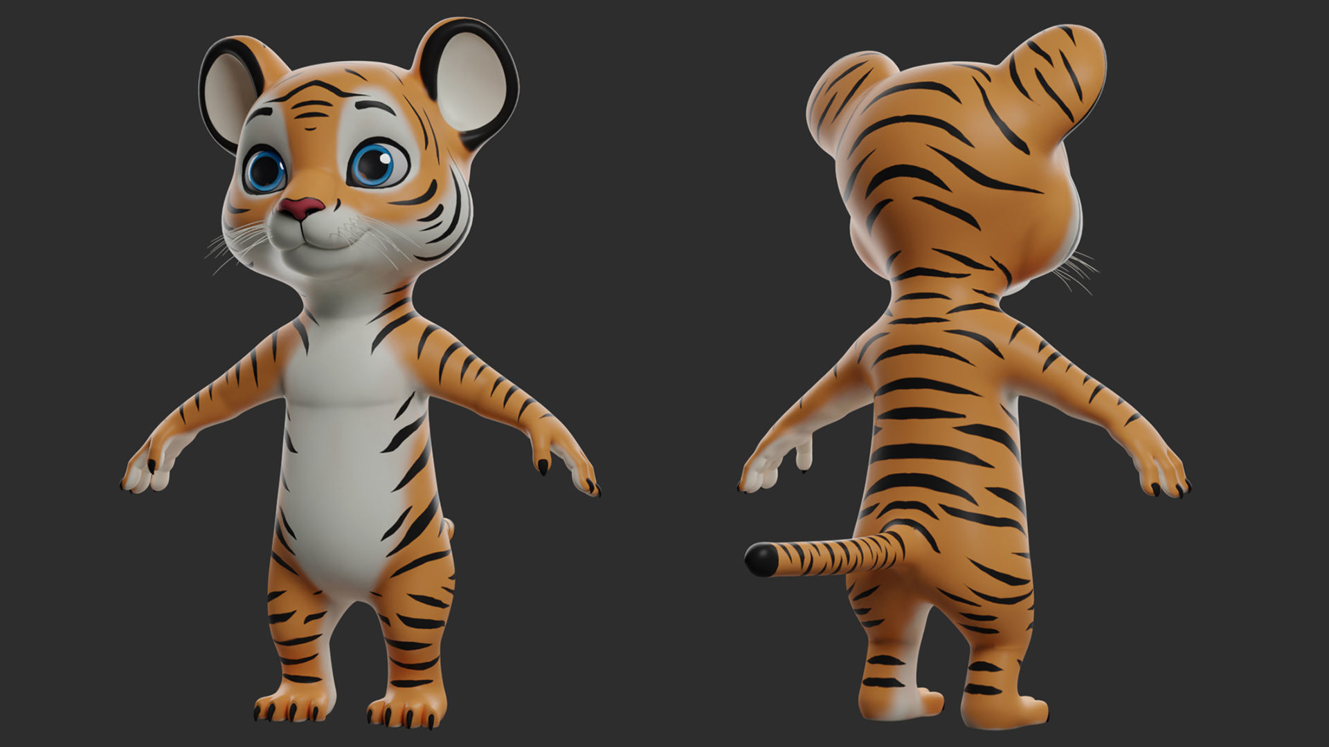 Tiger Cartoon Low-poly 3D model_4
