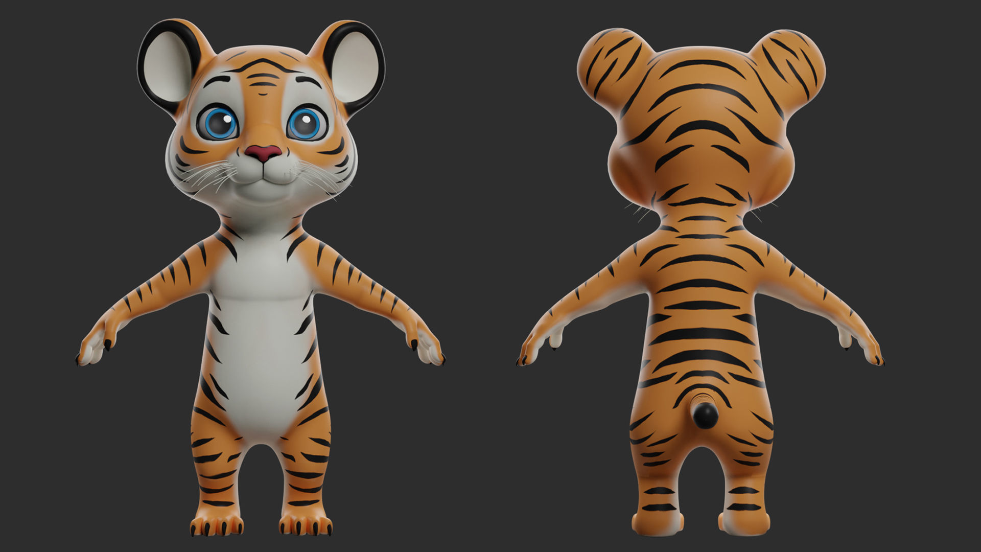 Tiger Cartoon Low-poly 3D model_1
