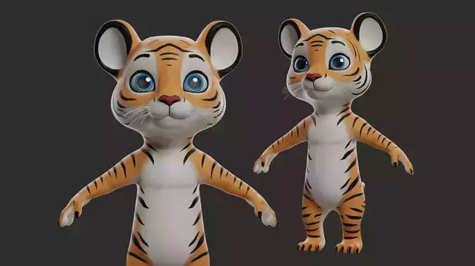 Tiger Cartoon Low-poly 3D model