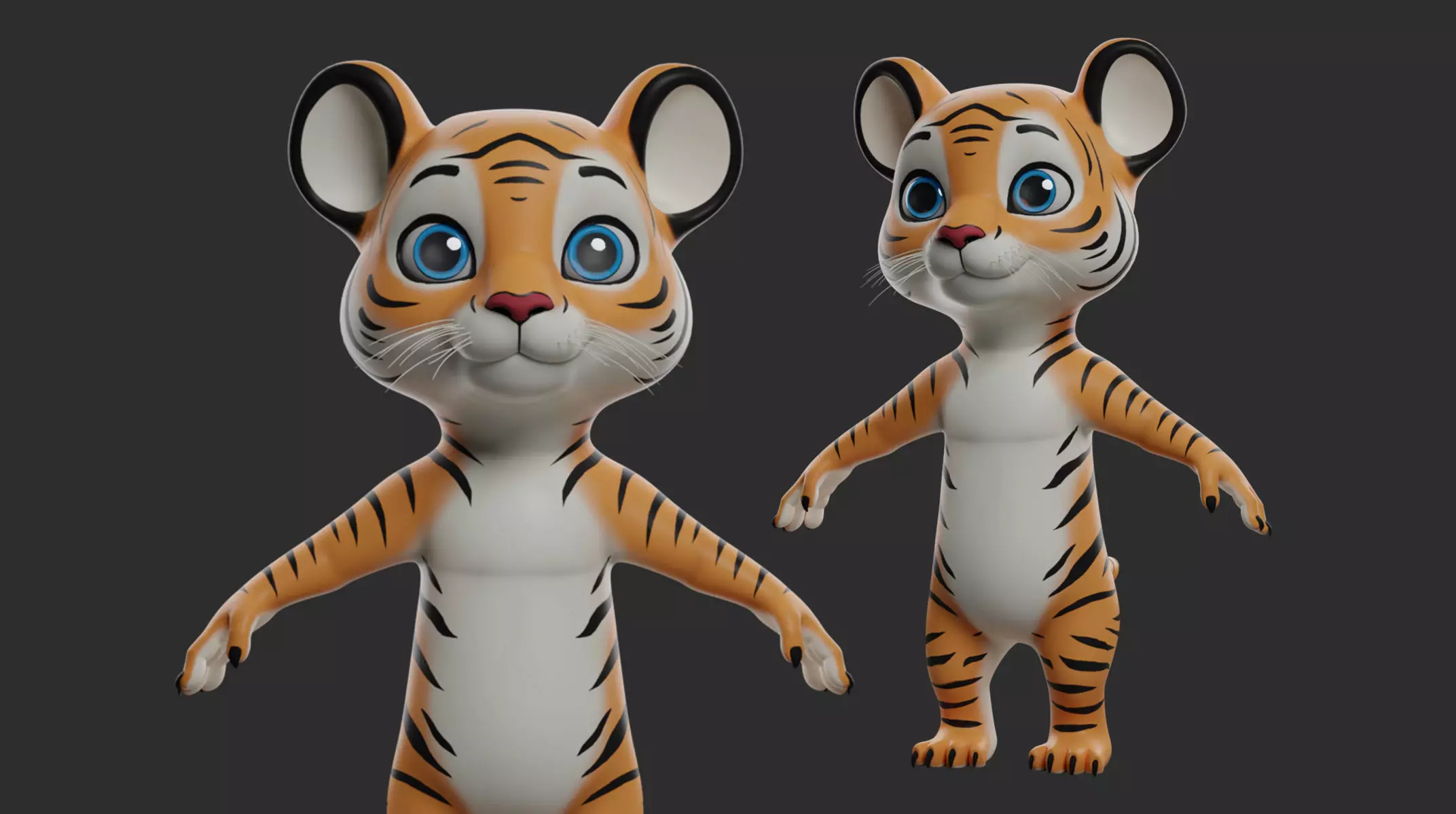 Tiger Cartoon Low-poly 3D model_0
