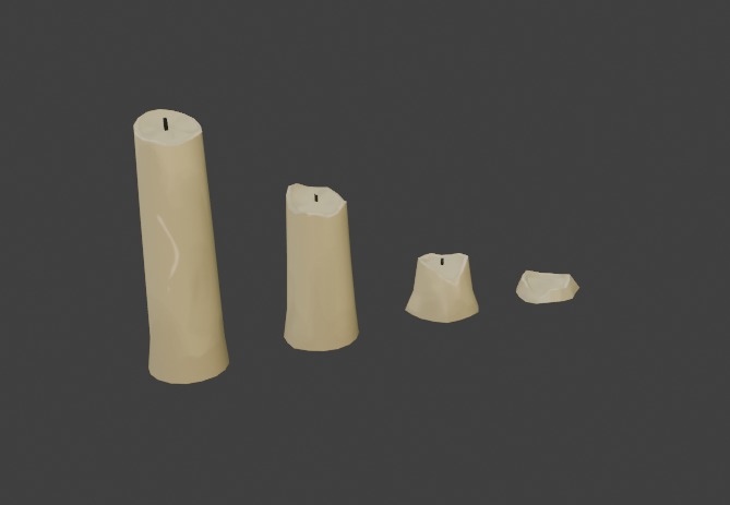 CANDLE SET 3D lowpoly handpainted Low-poly 3D model_1