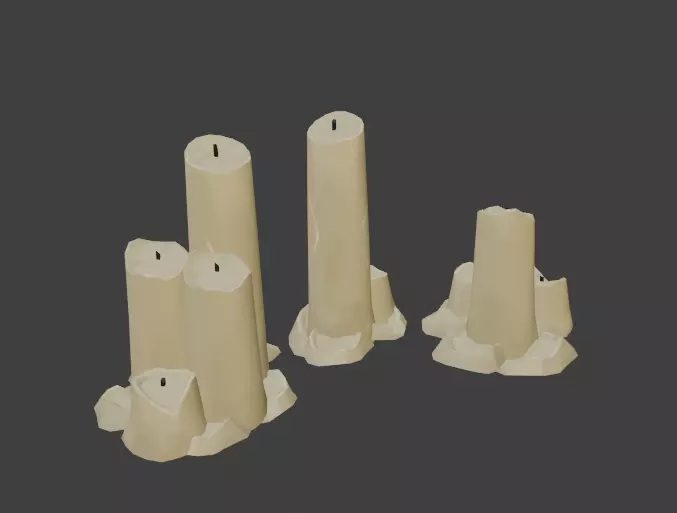 CANDLE SET 3D lowpoly handpainted Low-poly 3D model_0