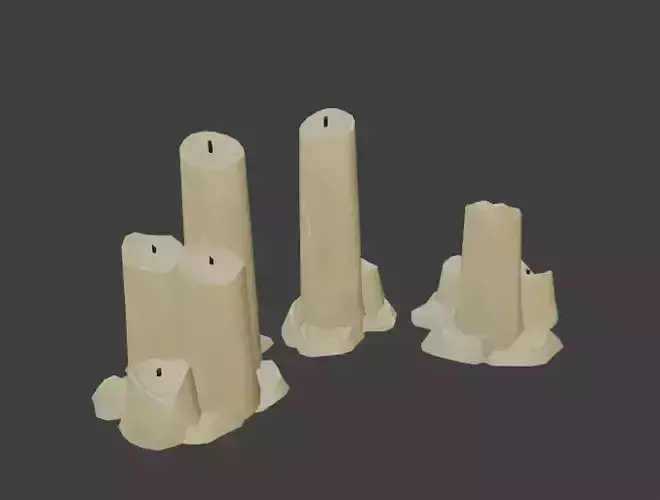 CANDLE SET 3D lowpoly handpainted