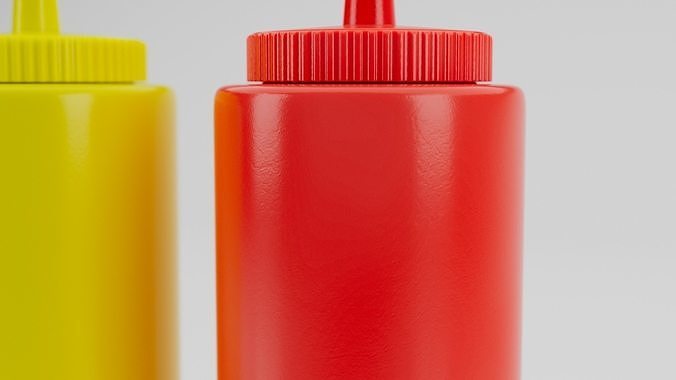 Realistic Ketchup and Mustard Bottles 3D model 5