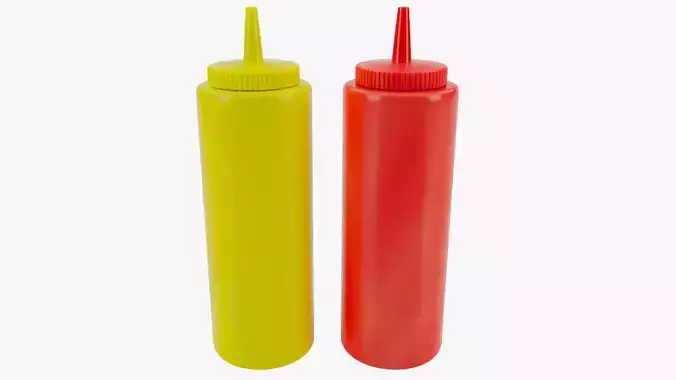 Realistic Ketchup and Mustard Bottles