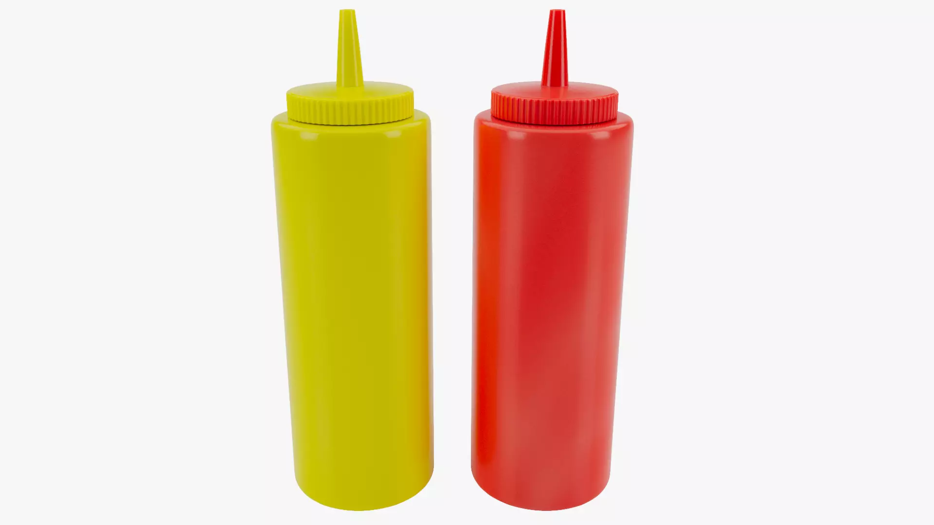 Realistic Ketchup and Mustard Bottles 3D model_0
