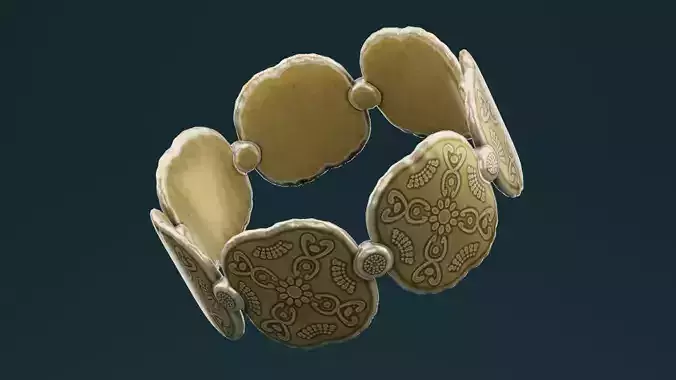Golden Bangle Low-poly 3D model