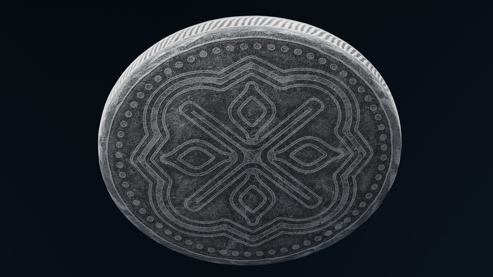 Blue Ancient Coin Low-poly 3D model_2