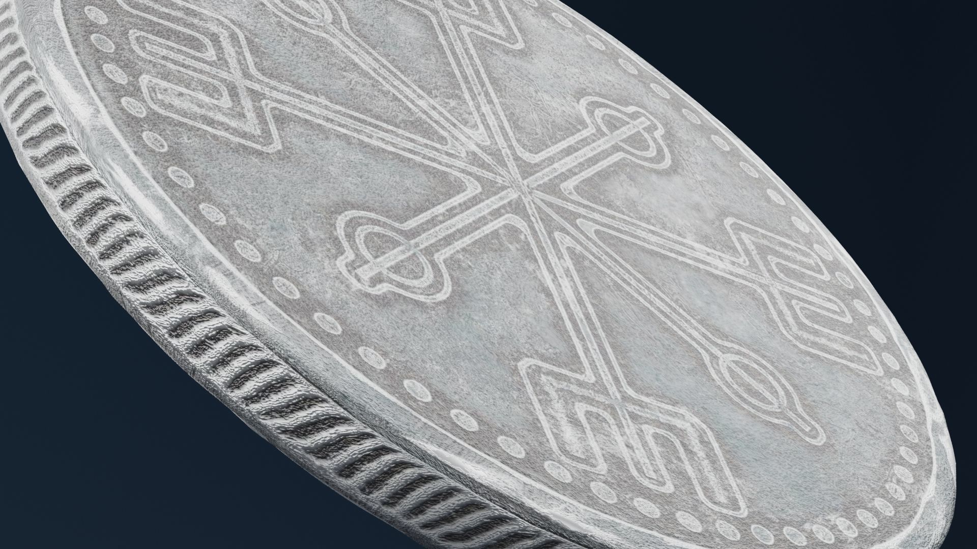 Blue Ancient Coin Low-poly 3D model_3