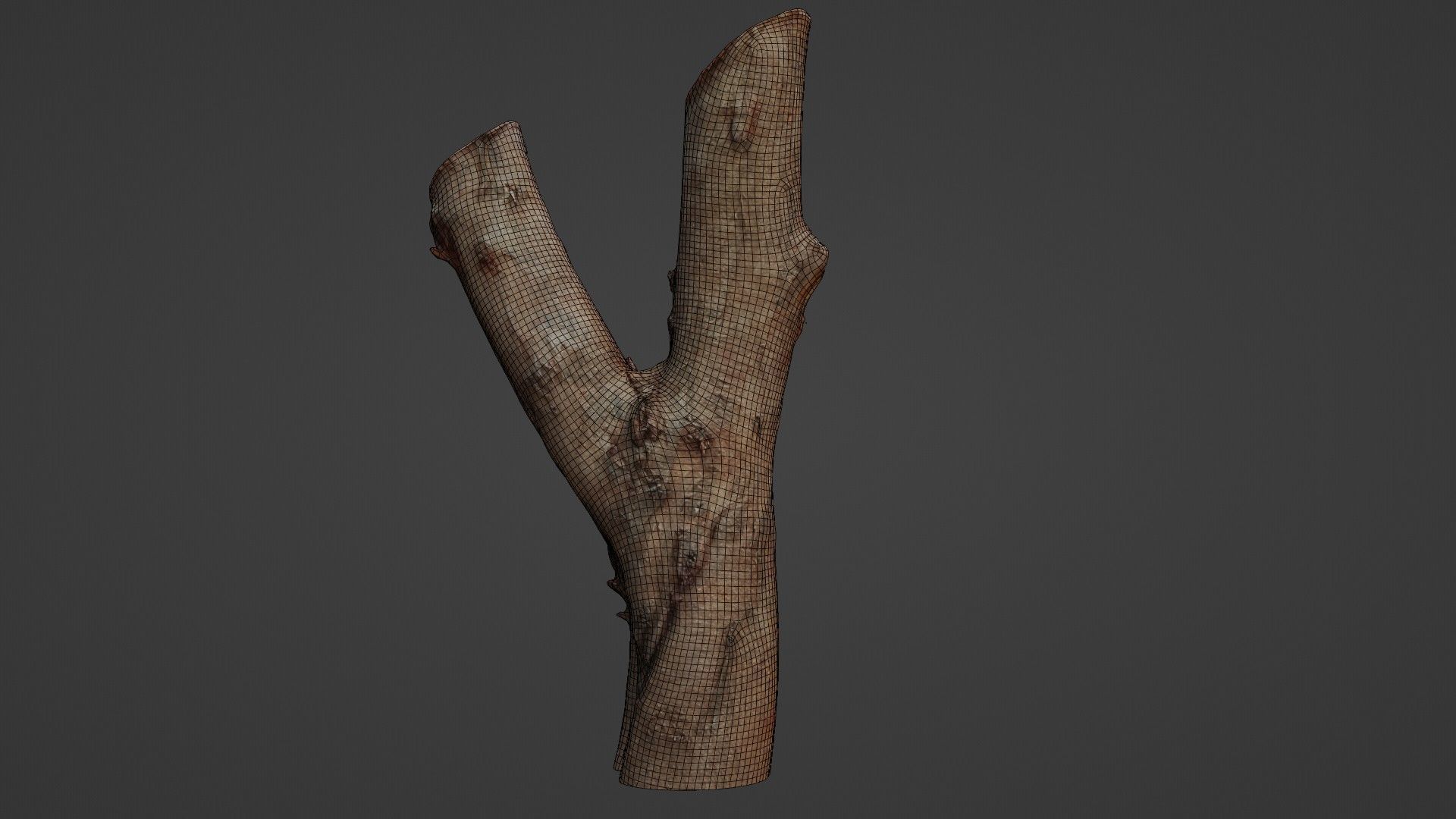 Log Y shaped Low-poly 3D model_1