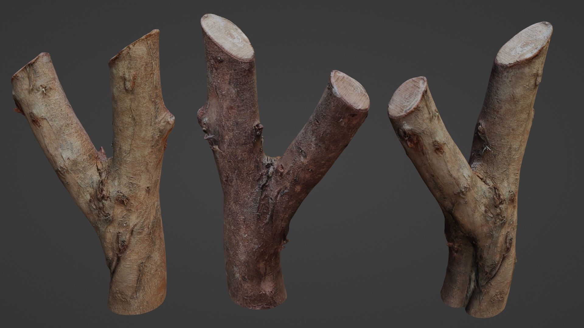 Log Y shaped Low-poly 3D model_7