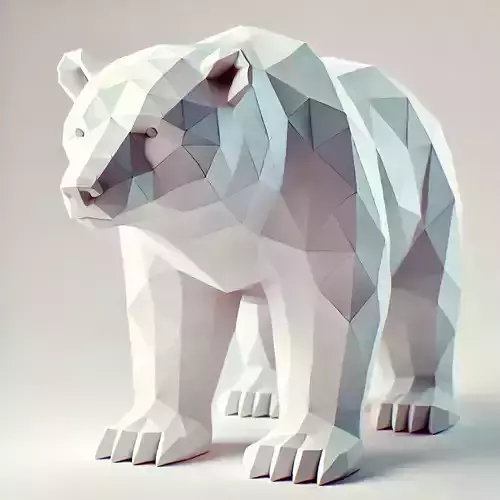 Low-Poly Polar Bear Figurine 3D model
