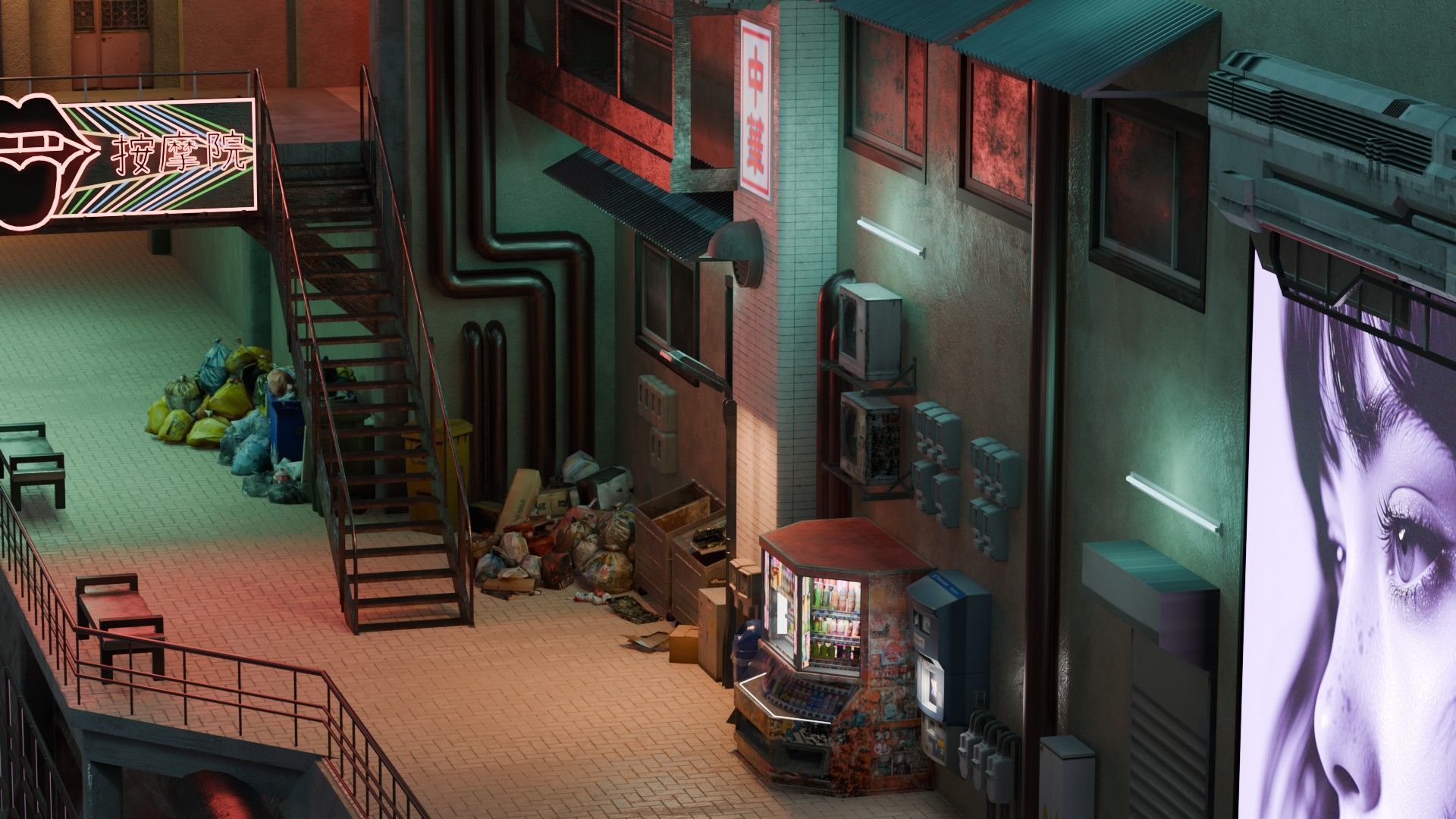 Tunnel Street and Shops 3D model_21