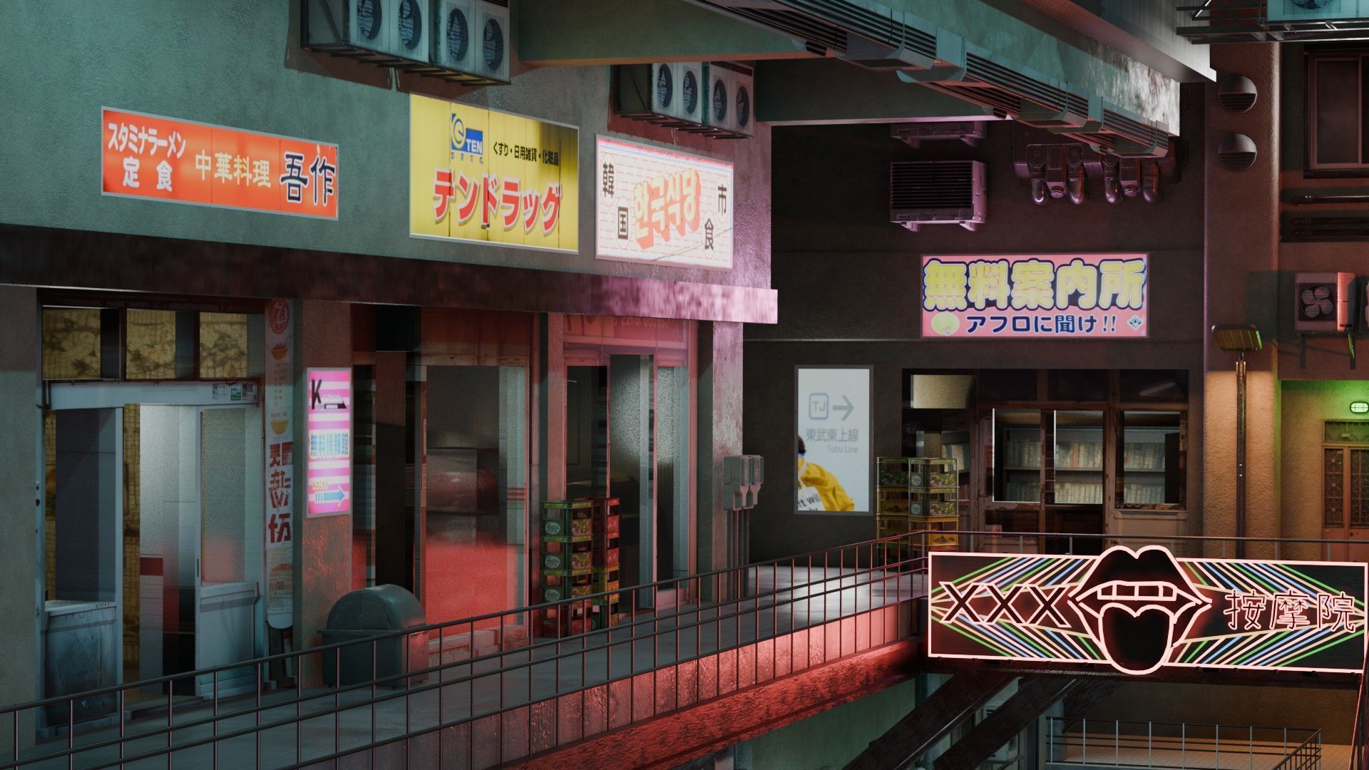 Tunnel Street and Shops 3D model_9