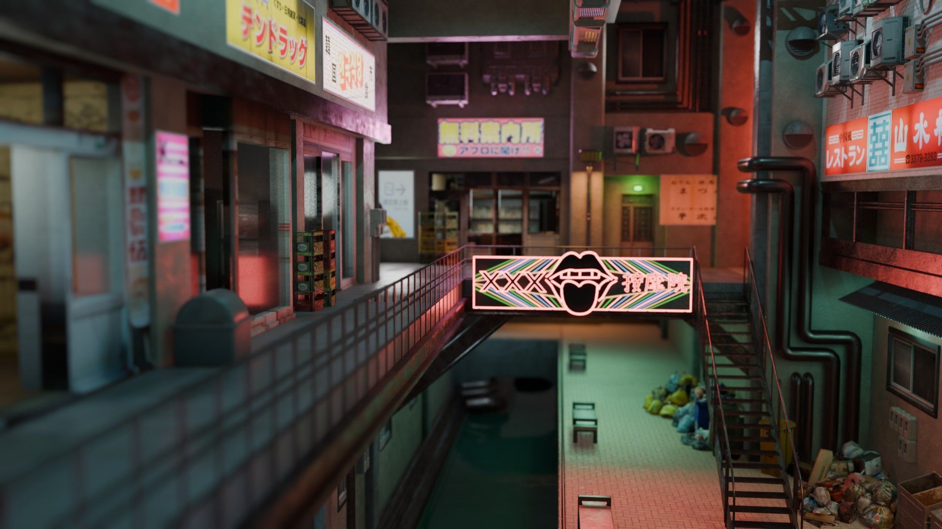 Tunnel Street and Shops 3D model_19