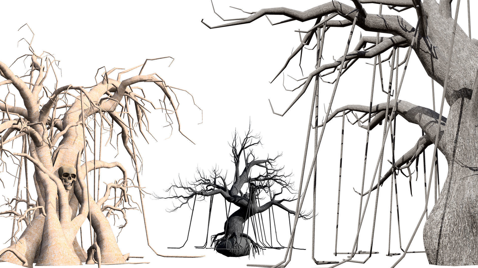 CreepyTrees 3D model Low-poly 3D model_3