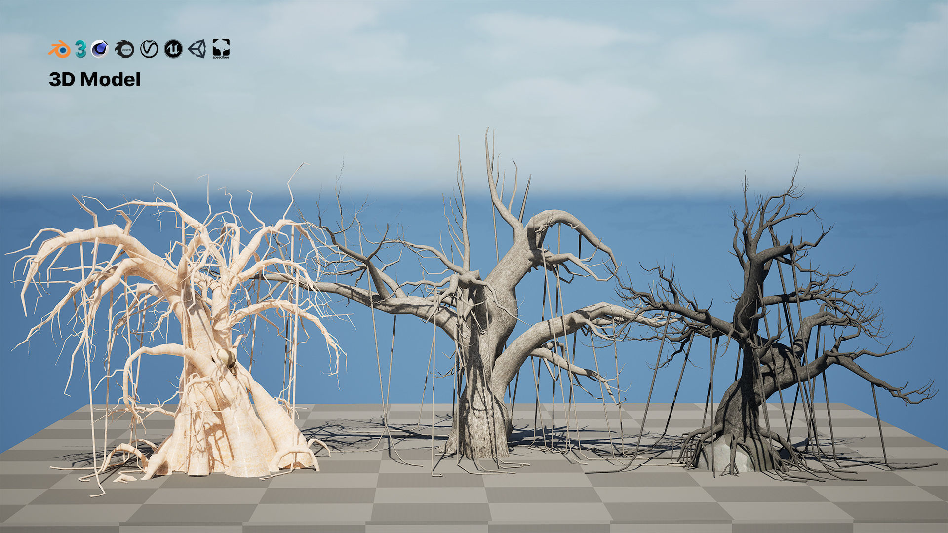 CreepyTrees 3D model Low-poly 3D model_2