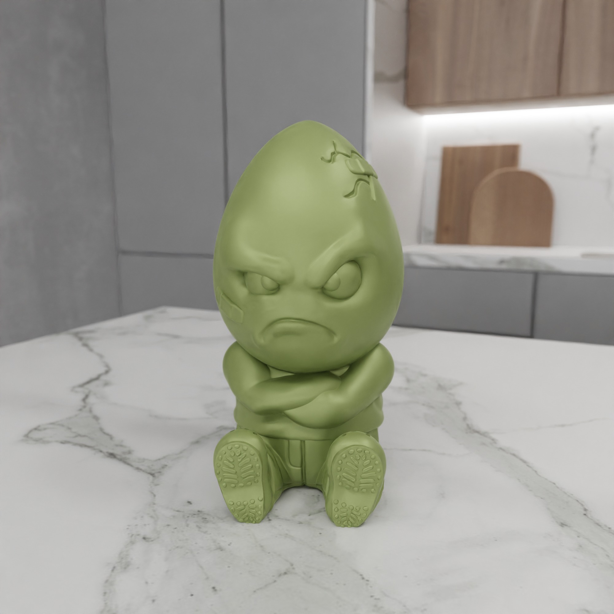 Angry Egg Decor V2 STL File - 148 3D print model_8