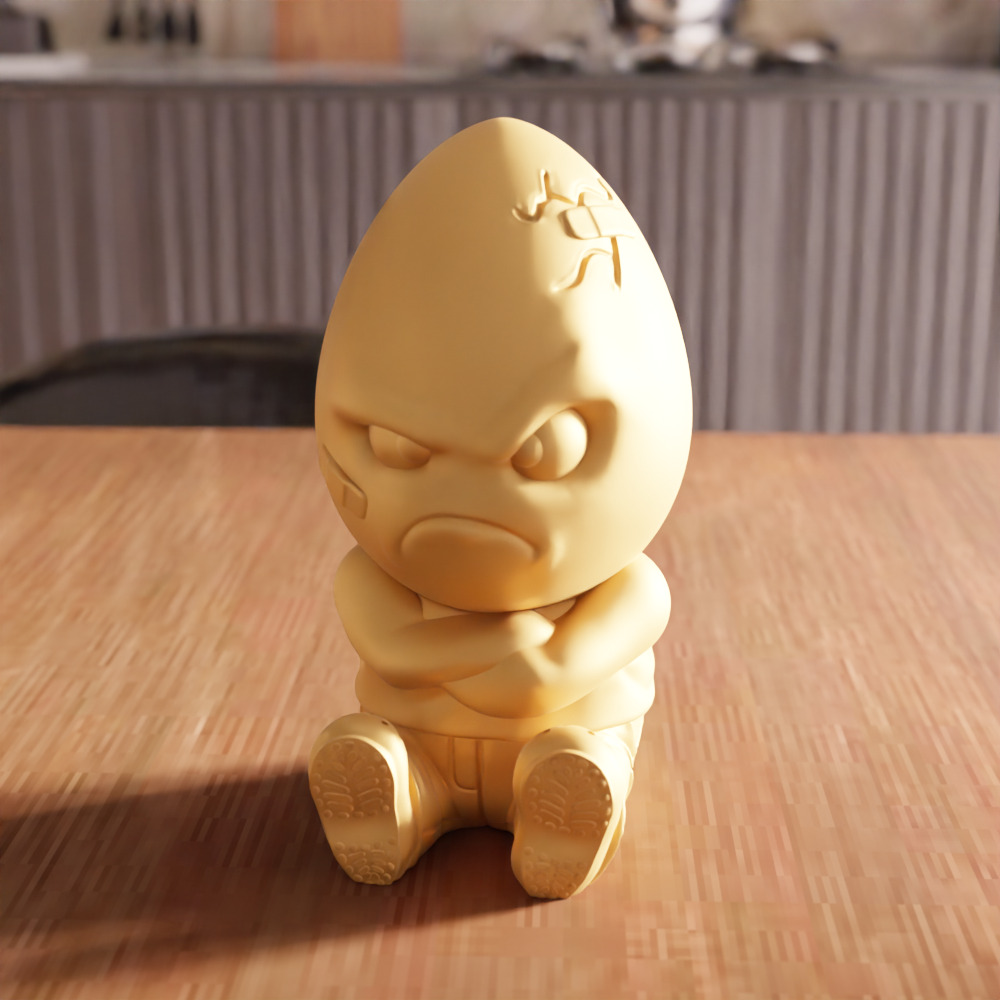 Angry Egg Decor V2 STL File - 148 3D print model_4