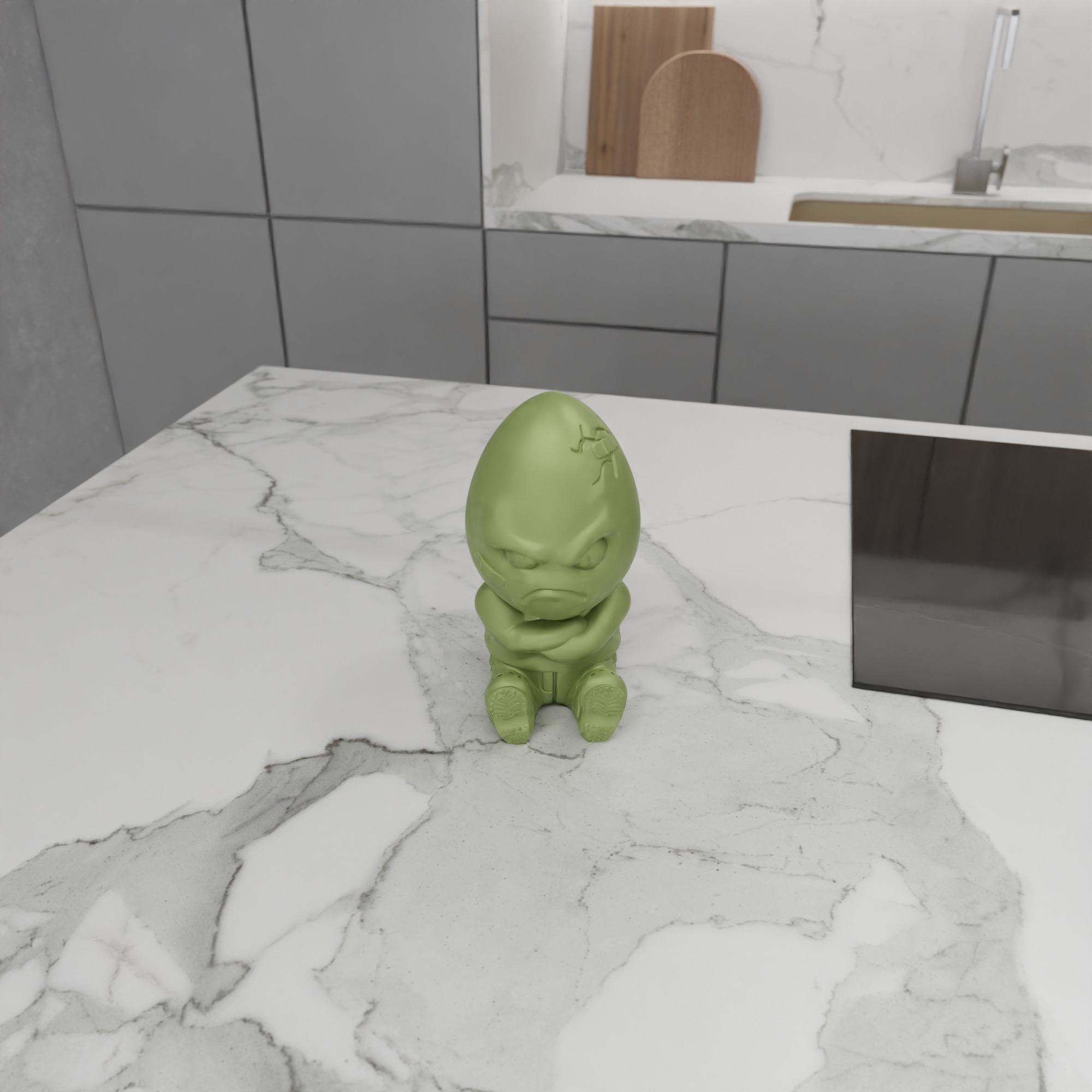 Angry Egg Decor V2 STL File - 148 3D print model_12