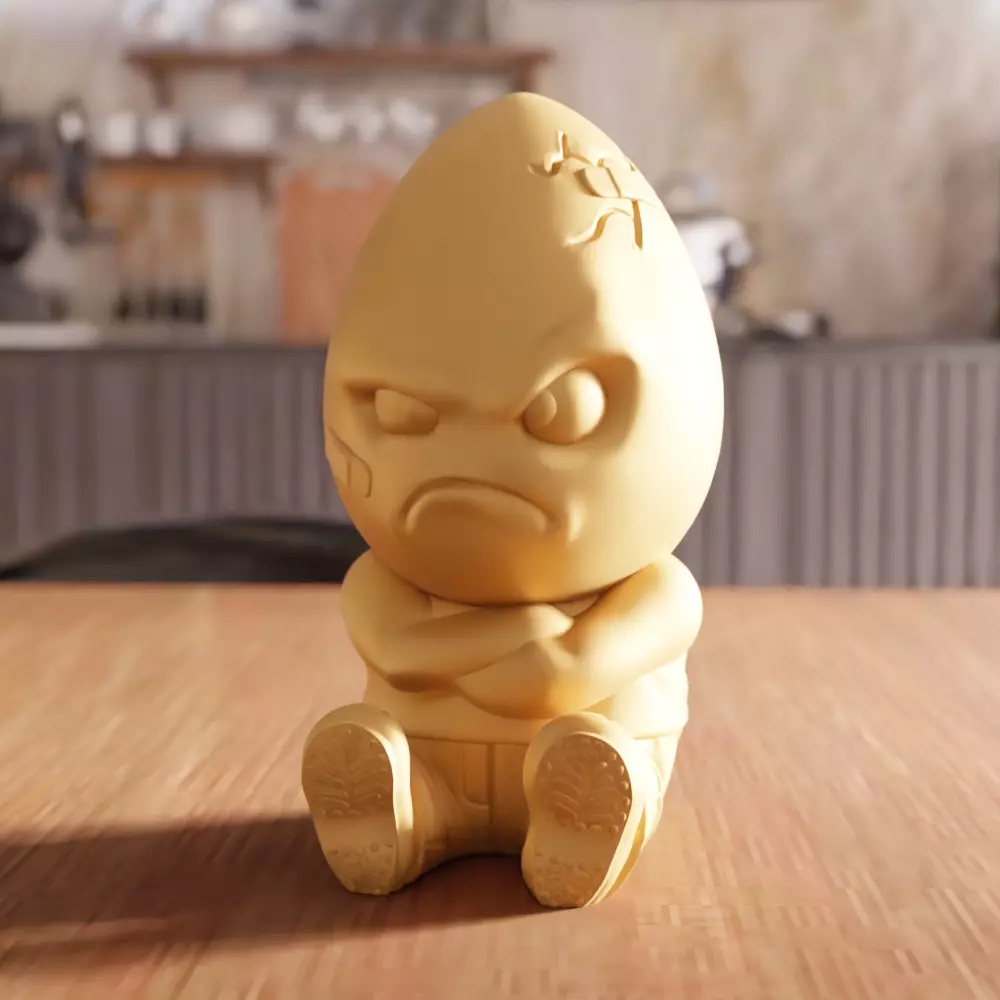 Angry Egg Decor V2 STL File - 148 3D print model_0